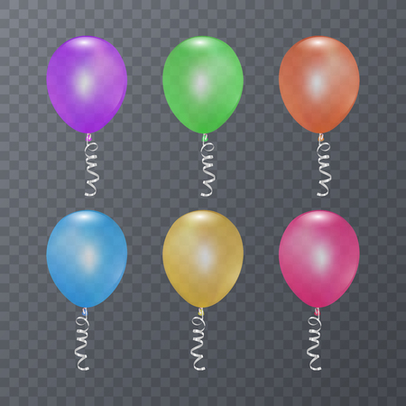 Colorful festive balloons on transparent background.のイラスト素材