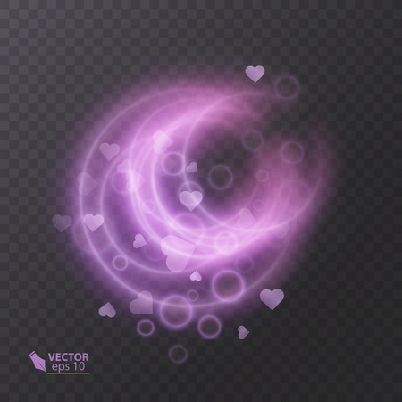 Abstract vector magic glow effect, decorative light effect of pink color, element for your designのイラスト素材