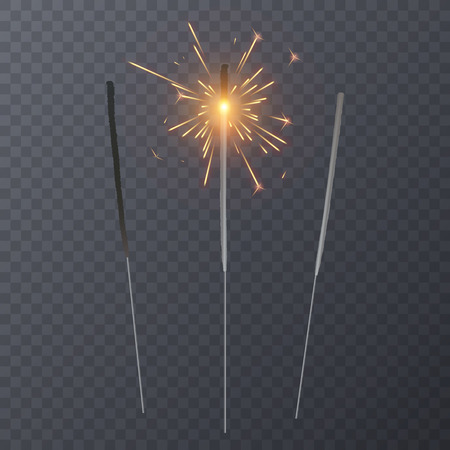 Set of realistic bengal light effects isolated on transparent background, decoration light effect for christmas holiday greeting card design. Vector eps 10のイラスト素材