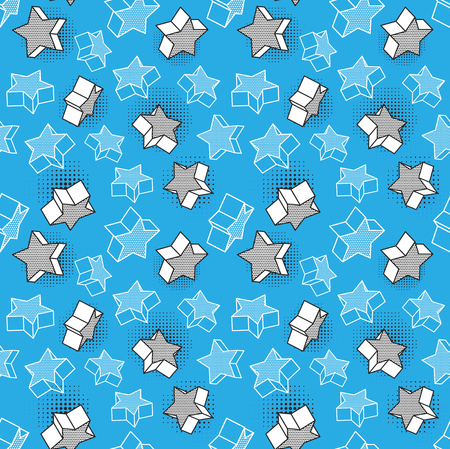 Vector seamless pattern, colorful pattern with 3d graphic elements. You can use this as a wallpaper in a children's room.のイラスト素材