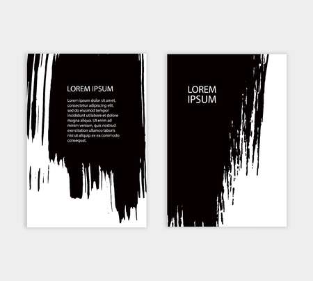 Banner set in a4 size with black ink strokes, vector illustration.のイラスト素材