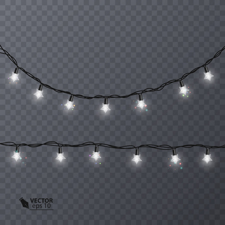 Set of colorful garlands with shape of stars. Holiday decoration garland, vector illustration for your decorationのイラスト素材