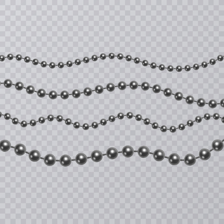Realistic black pearl on transparent background, black beads, vector illustration.のイラスト素材