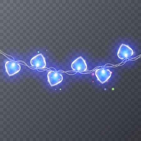 Set of colorful garlands with shape of hearts. Holiday decoration garland, vector illustration for your decorationのイラスト素材