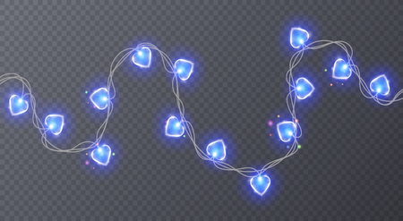 Set of colorful garlands with shape of hearts. Holiday decoration garland, vector illustration for your decorationのイラスト素材