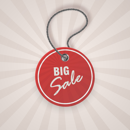 Realistic discount red tag for sale promotion. vintage label template. Vector illustrationのイラスト素材