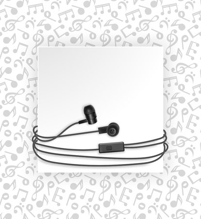 Postcard with seamless background of colorful music notes and place for text, vectorのイラスト素材