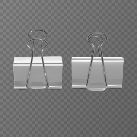 Set of realistic, white document clips isolated on transparent backgroundのイラスト素材