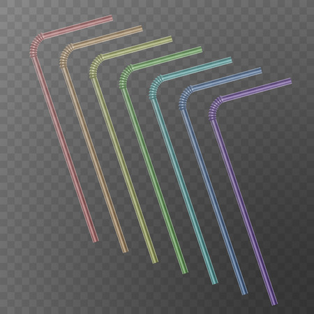 Straw for beverage. Drinking straws of rainbow colors isolated on a transparent background.のイラスト素材
