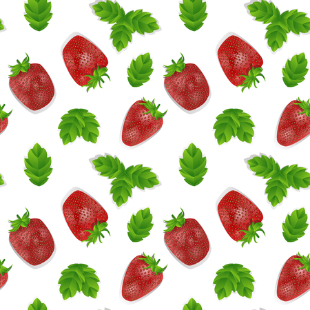 Seamless pattern with red strawberries on white background - Eps10 vector graphics and illustrationのイラスト素材