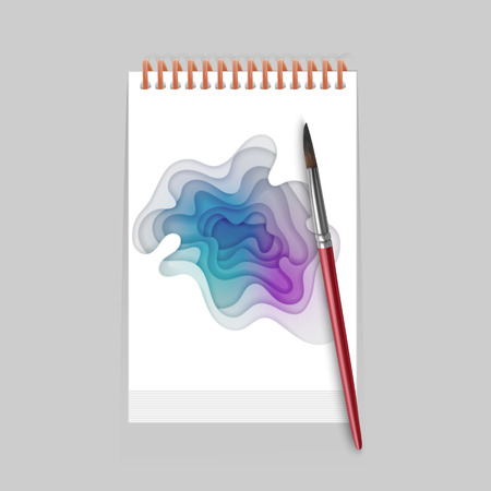 Abstract, colorful realistic paper cut design with wavy layers, Paper cut background. Cover for your design. Vector illustrationのイラスト素材