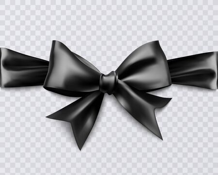 Realistic black bow on transparent background, vector EPS 10 illustration for your designのイラスト素材