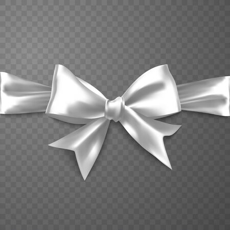 Realistic white bow on transparent background, vector EPS 10 illustration for your designのイラスト素材