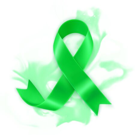 The Green ribbon. Scoliosis, Mental health and other awareness symbol. Realistic Vector illustrationのイラスト素材