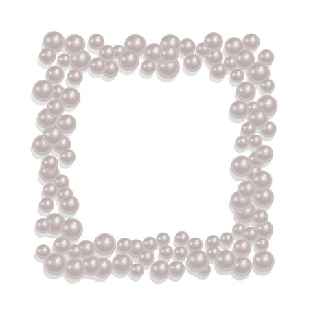 Square-shaped frame from a scattering of pearls, can be used for your photos or for the decoration of greeting cards.のイラスト素材