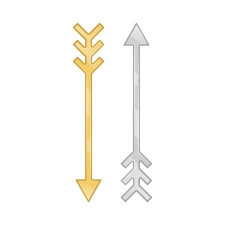Set of gold and silver arrows on white background, vector illustrationのイラスト素材