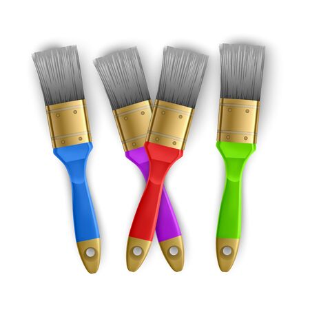 Isolated realistic brush Paint, Brush set of bright colors. Stylish bright Vector EPS 10 Illustration.のイラスト素材
