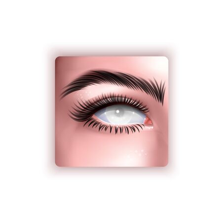 Scary illustration with realistic human eye with white iris, Demonic White eyes, 3d, Vector EPS 10 formatのイラスト素材