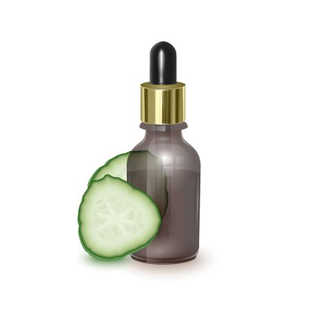 Collagen Cucumber Extract Serum and Vitamin for Skin Skin Care Cosmetic illustration for advertising.のイラスト素材