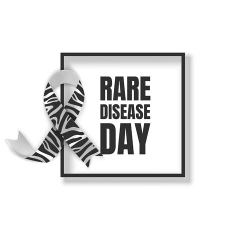 Realistic ribbon Symbol Of Rare Disease Awareness Day, Ribbon with Zebra Print. Template for Poster For Awareness Day 28 February, Vector eps 10 formatのイラスト素材