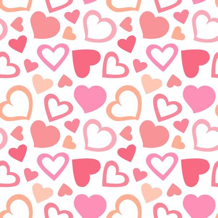 Seamless love pattern on white background, Endless girly print with hearts, Suitable for packaging fabric or napkins and menus decoration. Vector eps 10 formatのイラスト素材