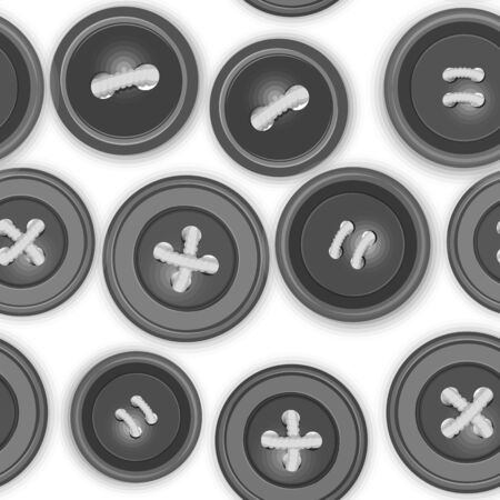 Seamless pattern of black buttons for cloth. Suitable for packaging fabric or napkins, endless pattern on white background, vector eps 10 illustrationのイラスト素材
