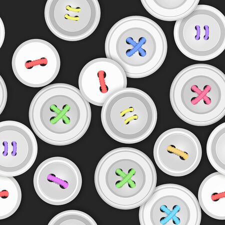 Seamless pattern of White buttons for cloth. Suitable for packaging fabric or napkins, endless pattern on white background, vector eps 10 illustrationのイラスト素材