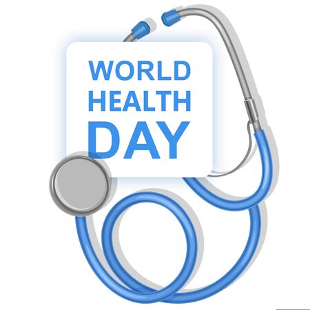 World Health Day, greeting cards, decoration with stethoscope and place for text. Vector EPS 10 illustrationのイラスト素材