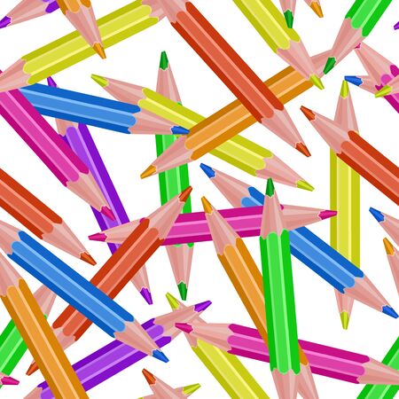 Seamless, endless pattern with Colored pencils on white background, vectorのイラスト素材