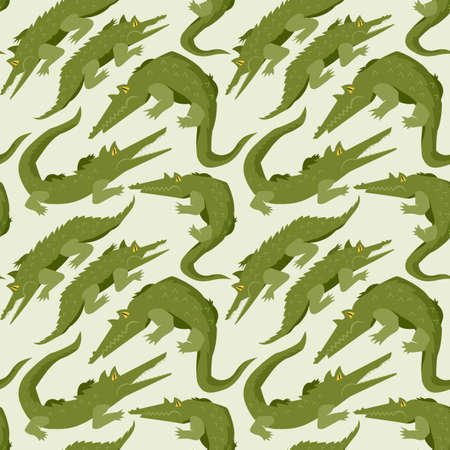 Seamless, endless pattern with menacing alligators or crocodiles, can be used as a print on children s clothingのイラスト素材