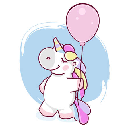 Unicorn  balloon, illustration of character design fashion graphic T-shirt graphics, vector   formatのイラスト素材