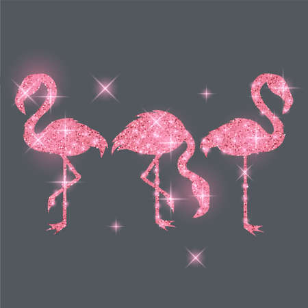 Beautiful Pink Flamingo with glittering texture. Vector Illustration EPS10のイラスト素材