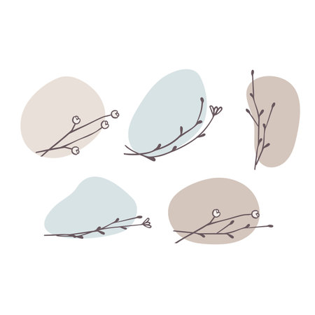 Hand drawn of flower and tree doodle set on white background, design for wedding, templates, invitation and valentine day concept. Vector illustrationのイラスト素材