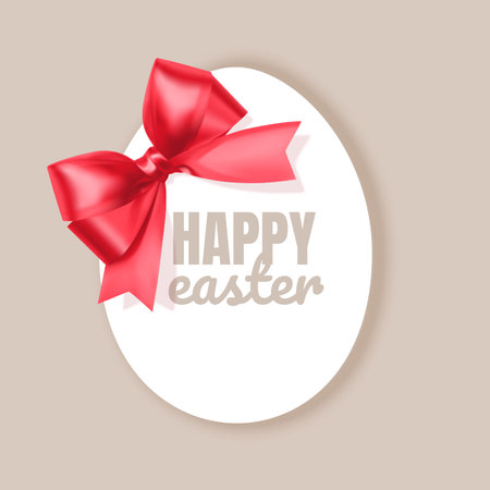 Happy Easter greeting card frame in shape of egg, illustration in simple flat style, Vector eps 10 formatのイラスト素材