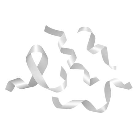 Lung Cancer Awareness Month. White Color Ribbon Isolated On white Background. Vector illustrationのイラスト素材