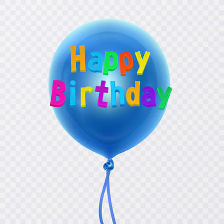 Happy birthday card with blue air balloonのイラスト素材