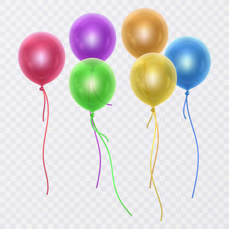 Colorful balloons set on white background. Festive decoration elementsのイラスト素材