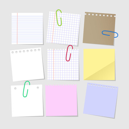 Set of Paper for Notes. Collection of Square sheets of reminder Paperのイラスト素材