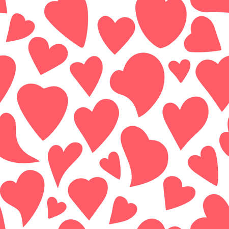 Repeated outlines of hearts drawn by hand. Romantic seamless pattern Set. Endless cute print. Girly...