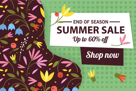 Summer sale banner template, Summer sale bright background for your advertisement, Vector illustrationのイラスト素材