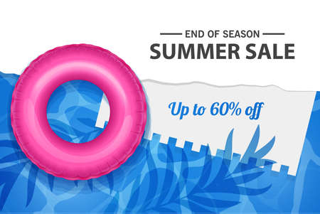 Summer sale banner template, Summer sale bright background for your advertisement, Vector illustrationのイラスト素材
