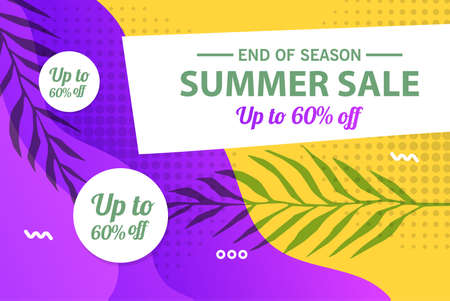 Summer sale banner template, Summer sale bright background for your advertisementのイラスト素材