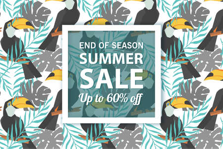Summer sale banner template, Summer sale bright background for your advertisementのイラスト素材