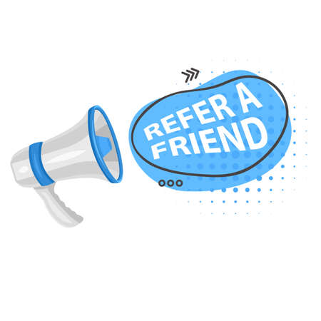 Share media information refer friend loudspeaker isolated icon program or app network and media posts and information share suggestion or reference advice or referral emblem marketingのイラスト素材