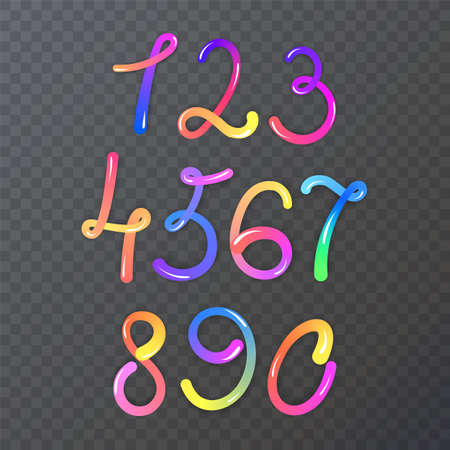 hand drawing colored numbers, mathematics numbers illustration vector