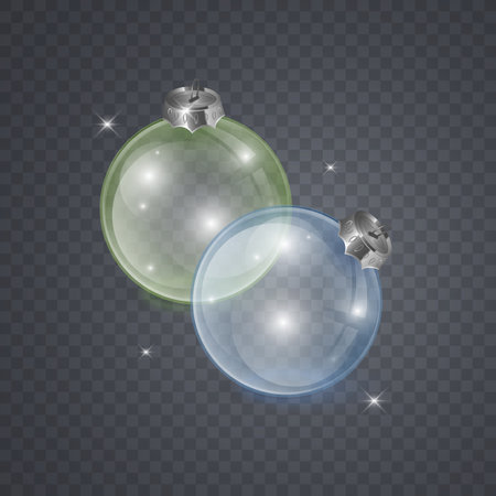 Glass Christmas toy on a transparent background, Christmas decorations. Transparent object for design for mocapのイラスト素材