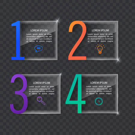 Infographics banner template in glass or glossy style,business concept with 4 options, vector formatのイラスト素材