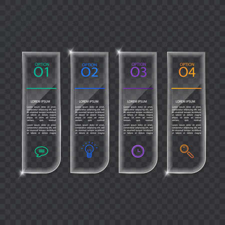 Infographics banner template in glass or glossy style,business concept with 4 options, vector formatのイラスト素材