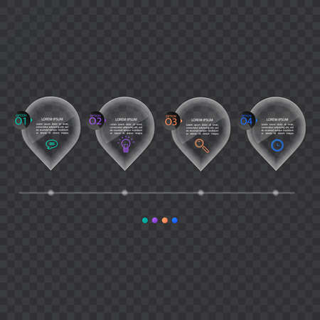 Infographics banner template in glass or glossy style,business concept with 4 options, vector formatのイラスト素材