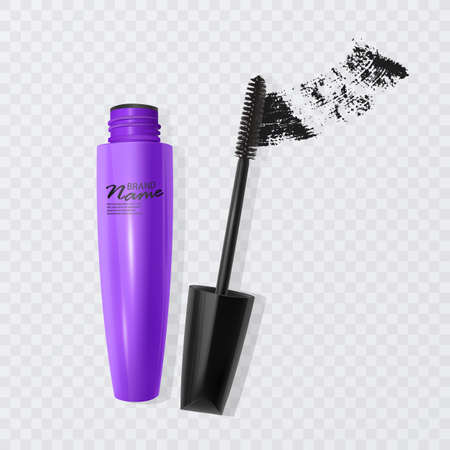 Vector realistic black mascara with smear trace isolated on white backgroundのイラスト素材